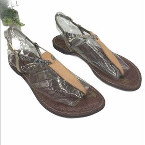 SAM EDELMAN Gigi snakeskin print thong toe sandals